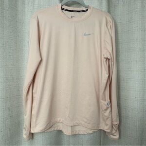 Nike Women’s Light Pink Dri-Fit Long Sleeve Running Top Size Large Thumbholes